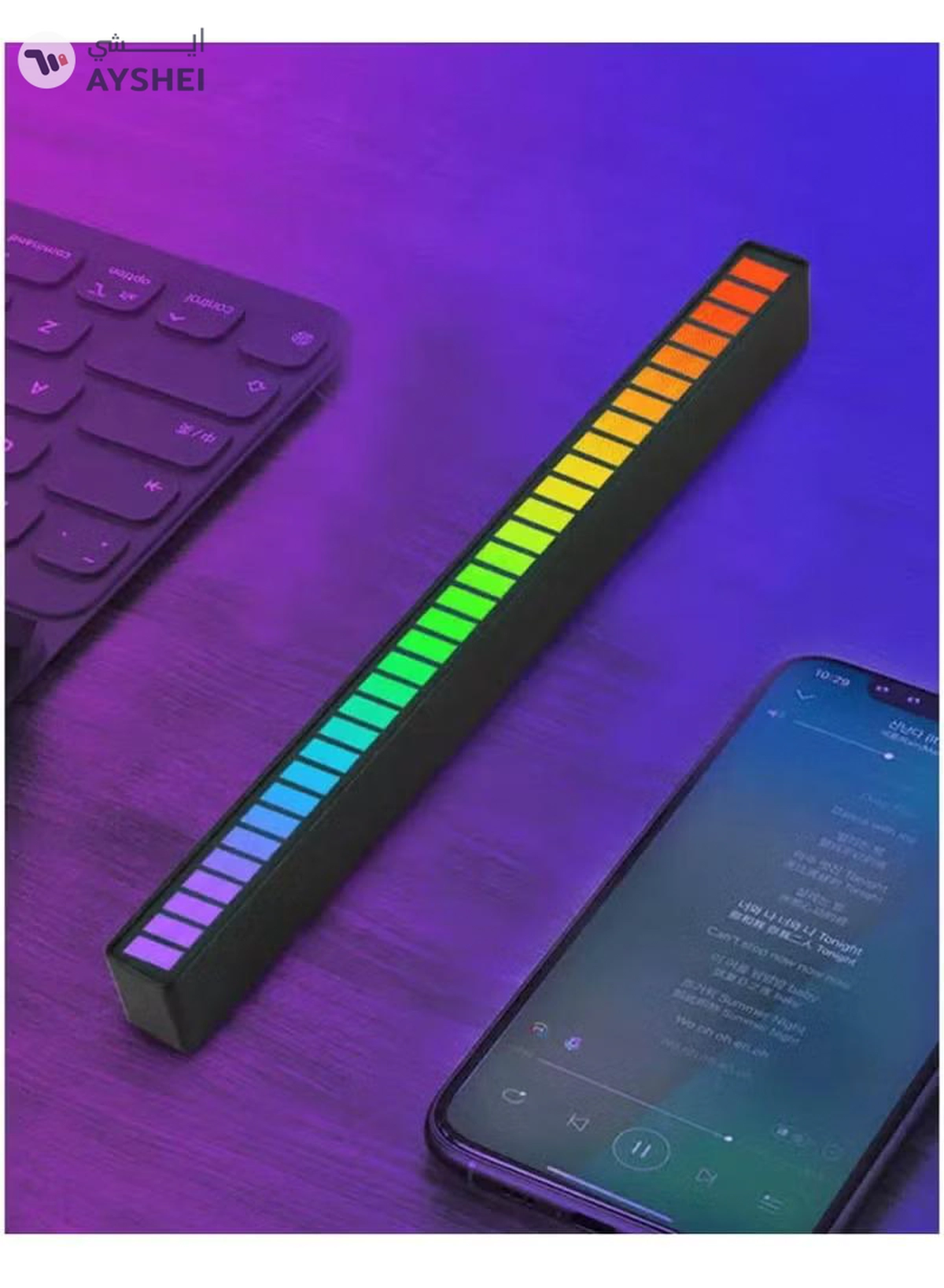 Yuwell Rechargeable RGB Music Rhythm Atmosphere Pickup Light with Voice Control Music Sync For Car Desktop Studio Game Room-6-6
