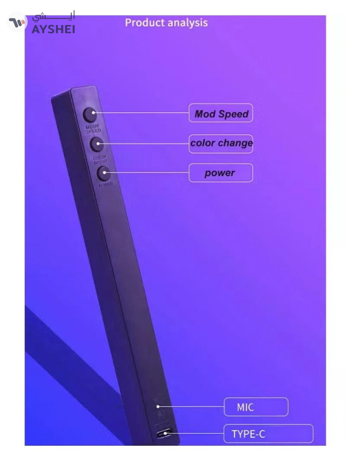 Yuwell Rechargeable RGB Music Rhythm Atmosphere Pickup Light with Voice Control Music Sync For Car Desktop Studio Game Room-4-4
