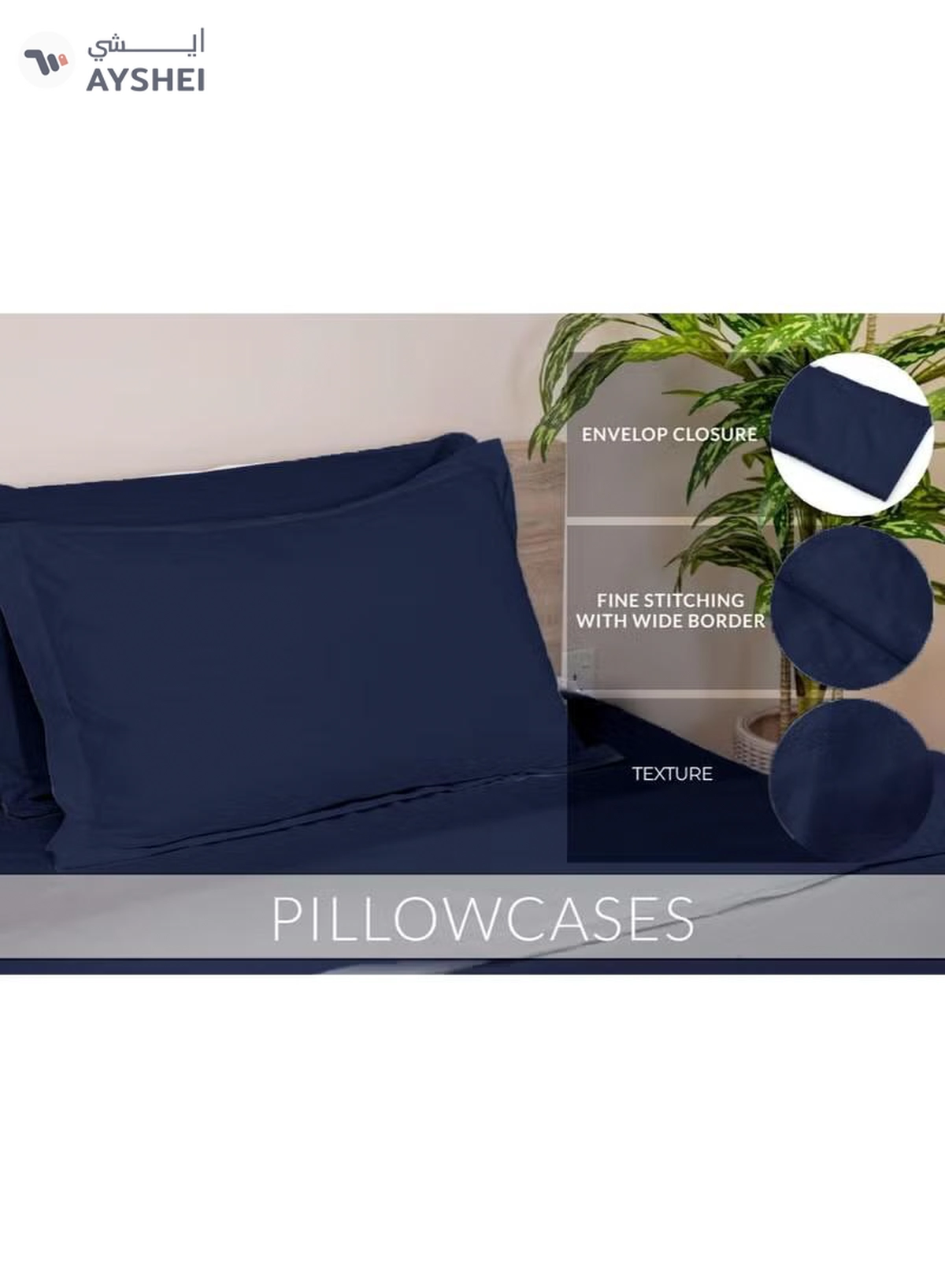 Eworld 6-Piece Premium King Size Bedding Set, Navy Blue Striped Design -2-2
