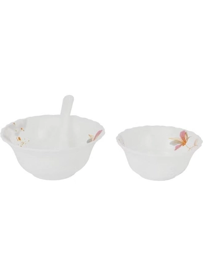 Delcasa DC3384 Opalware Dinner 40-Pieces Set, White/Pink-3