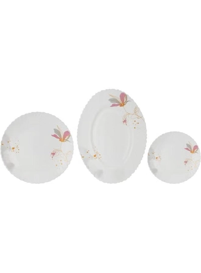 Delcasa DC3384 Opalware Dinner 40-Pieces Set, White/Pink-5