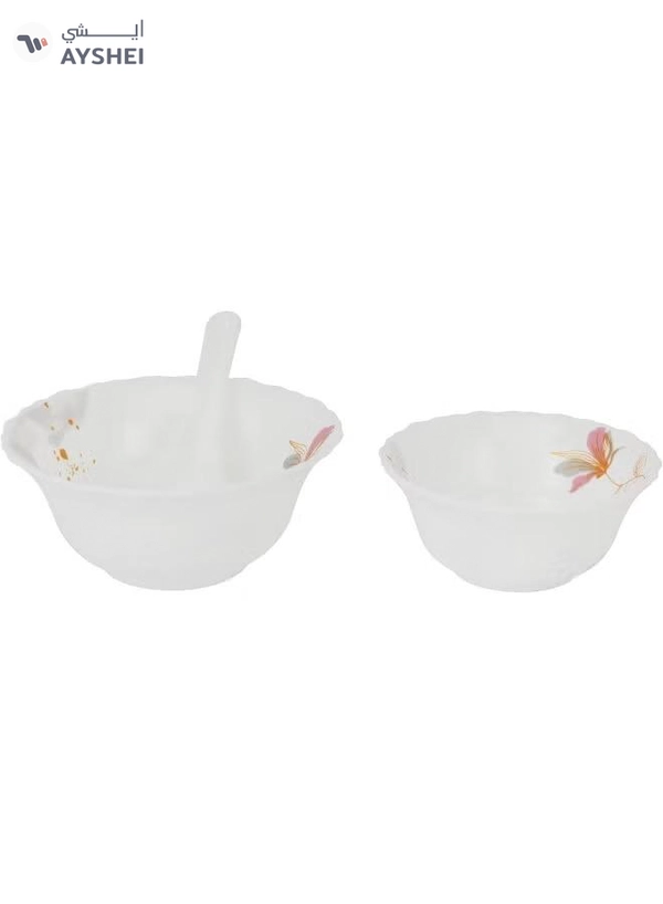 Delcasa DC3384 Opalware Dinner 40-Pieces Set, White/Pink