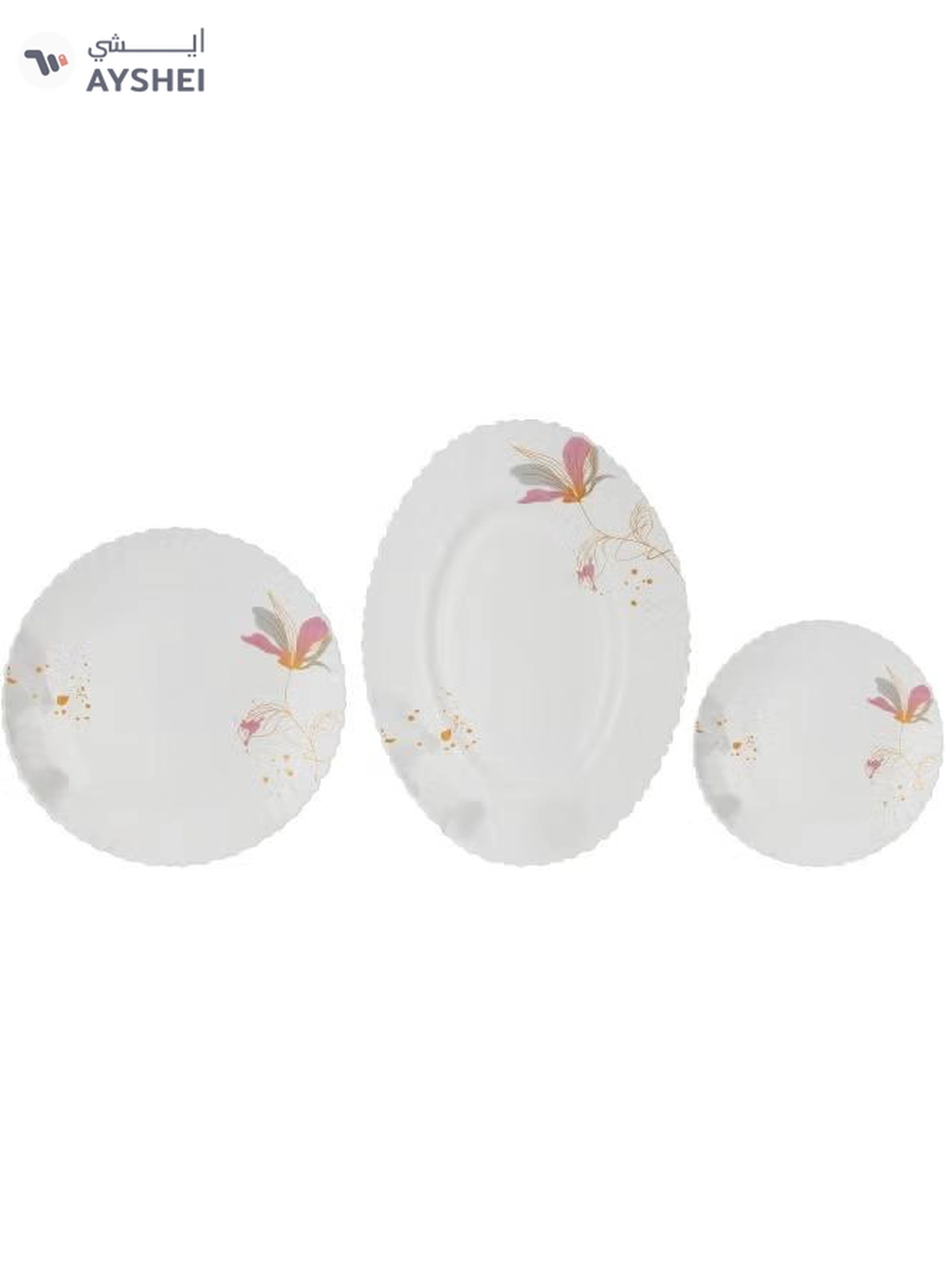 Delcasa DC3384 Opalware Dinner 40-Pieces Set, White/Pink-5-5
