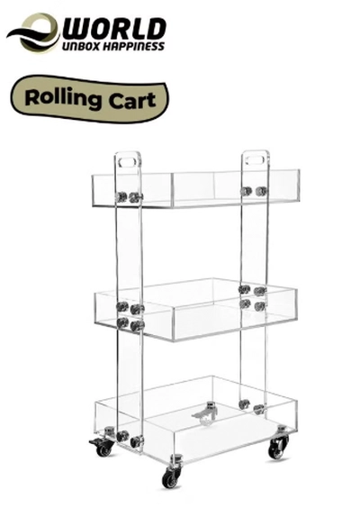 Eworld Versatile Acrylic Carts on Wheels - Featuring Thick Board and Lockable Swivel Wheels-0