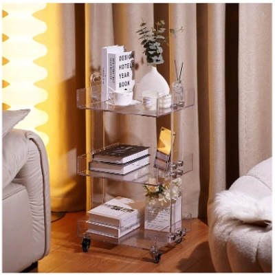 Eworld Versatile Acrylic Carts on Wheels - Featuring Thick Board and Lockable Swivel Wheels-1