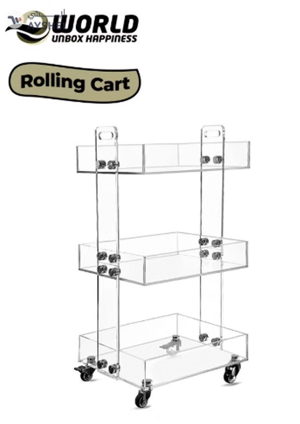 Eworld Versatile Acrylic Carts on Wheels - Featuring Thick Board and Lockable Swivel Wheels