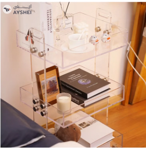 Eworld Versatile Acrylic Carts on Wheels - Featuring Thick Board and Lockable Swivel Wheels