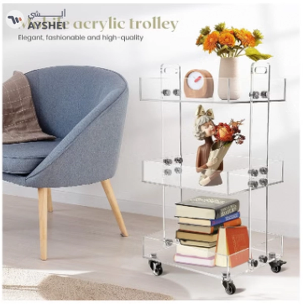 Eworld Versatile Acrylic Carts on Wheels - Featuring Thick Board and Lockable Swivel Wheels