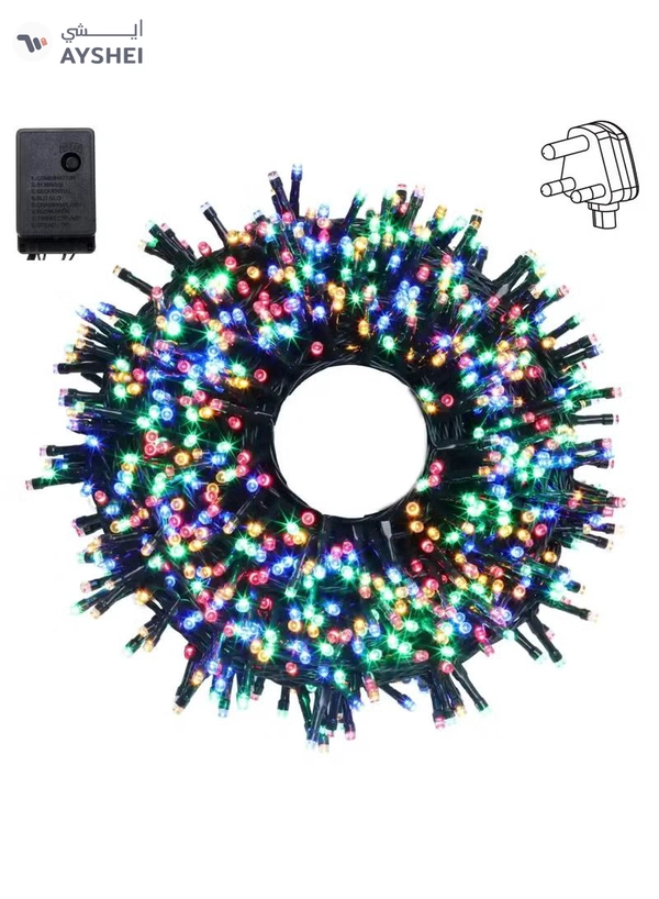 Yuwell 50 Meter 240 LED String Lights Decoration Lights RGB 8 Modes Led Light Black Wire For Home Decorations Ramadan Lights Indoor & Outdoor Decoration Ramadan Decoration Light Diwali Lights Curtain Lights With 3-Pin Uk Plug