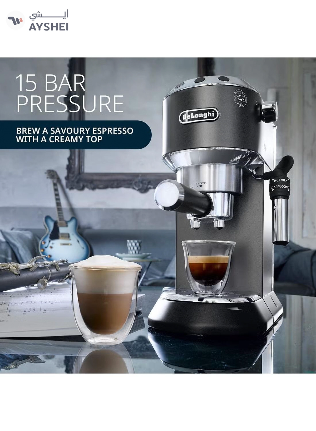 De'Longhi Dedica Pump Espresso Manual Coffee Machine-3-3