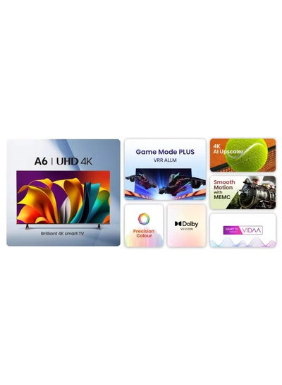 Hisense 58 Inch 4K AI Upscale UHD Smart TV | 60Hz | Precision Colour | Dolby Vision | Game Mode PLUS | VIDAA Smart TV | Voice Control | Model 2024 | 2 Year Warranty 58A6N Black-3
