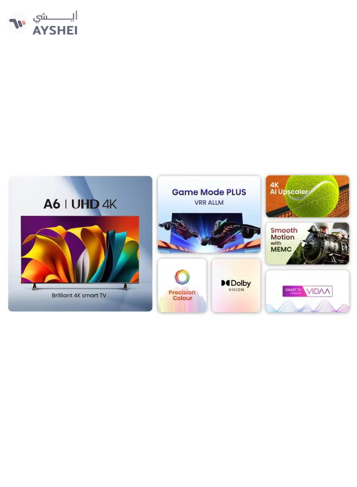 Hisense 58 Inch 4K AI Upscale UHD Smart TV | 60Hz | Precision Colour | Dolby Vision | Game Mode PLUS | VIDAA Smart TV | Voice Control | Model 2024 | 2 Year Warranty 58A6N Black-3-3