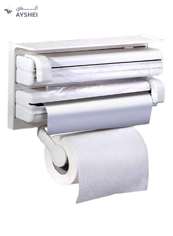 One Plus One 4-In-1 Kitchen Roll Tissue Dispenser White 39x10x25cm