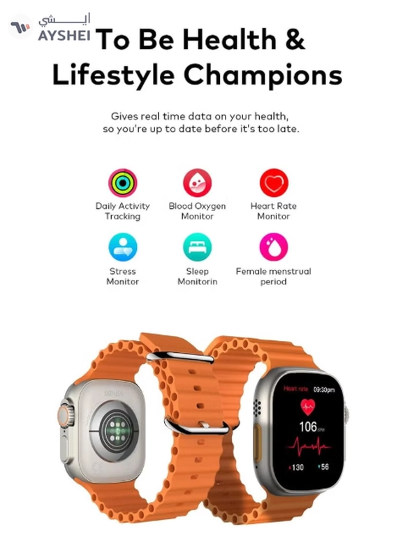 ITEL ‎2 Ultra 2.0'' HD IPS Display Smartwatch with Bluetooth Calling, 100+ Watch Faces