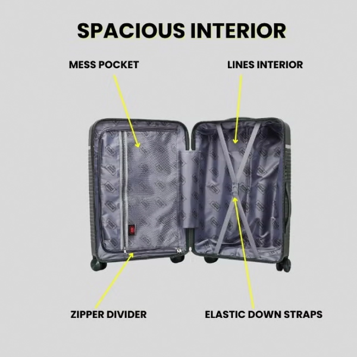 British Traveller 3-Piece Polypropylene Luggage Set | 20”, 24”, 28” Lightweight Suitcases with 360° Spinner Wheels, TSA Lock, Water & Scratch Resistant | Durable Hard Shell Trolley Bags with Telescopic Handle - Green-4-4
