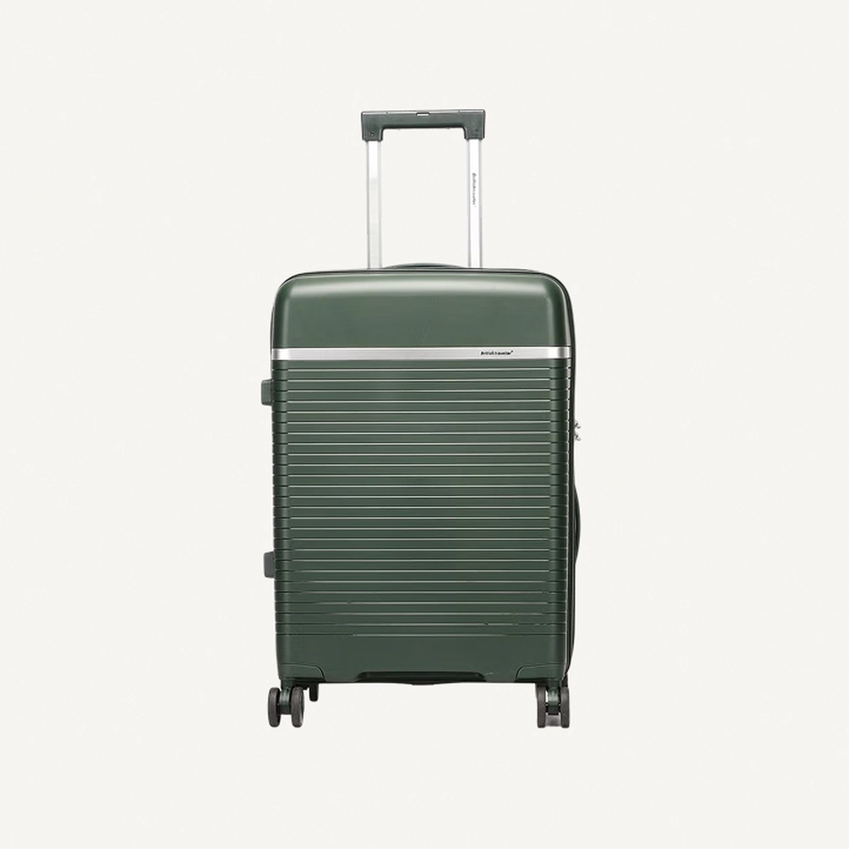 British Traveller 3-Piece Polypropylene Luggage Set | 20”, 24”, 28” Lightweight Suitcases with 360° Spinner Wheels, TSA Lock, Water & Scratch Resistant | Durable Hard Shell Trolley Bags with Telescopic Handle - Green-5-5