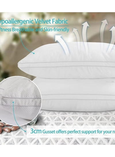 Eworld Set of 2 Premium Extra Soft Cotton Hypoallergenic Bed Pillows for Home and Hotel Room-0