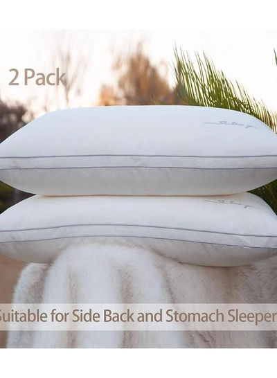Eworld Set of 2 Premium Extra Soft Cotton Hypoallergenic Bed Pillows for Home and Hotel Room-2