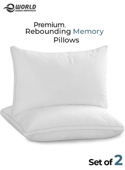 Eworld Set of 2 Premium Extra Soft Cotton Hypoallergenic Bed Pillows for Home and Hotel Room-3