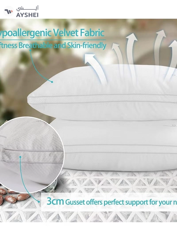 Eworld Set of 2 Premium Extra Soft Cotton Hypoallergenic Bed Pillows for Home and Hotel Room