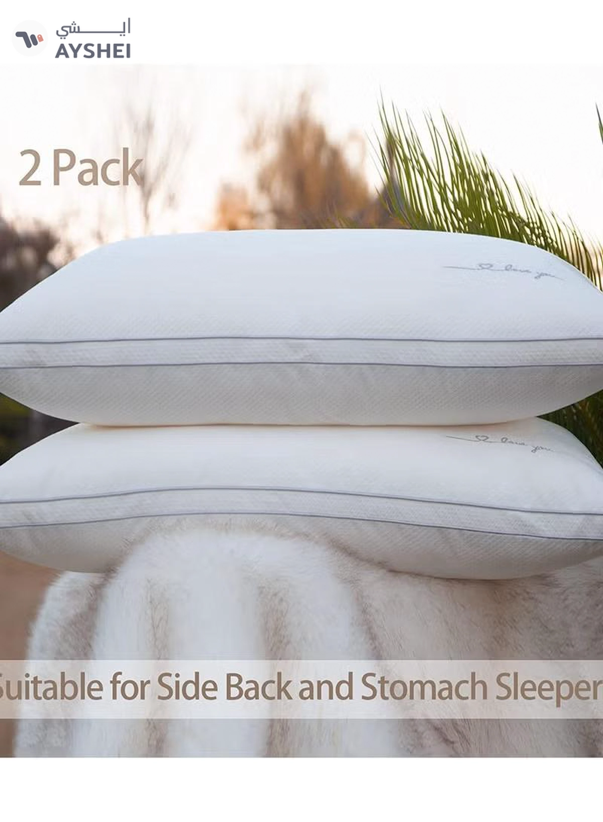 Eworld Set of 2 Premium Extra Soft Cotton Hypoallergenic Bed Pillows for Home and Hotel Room-2-2