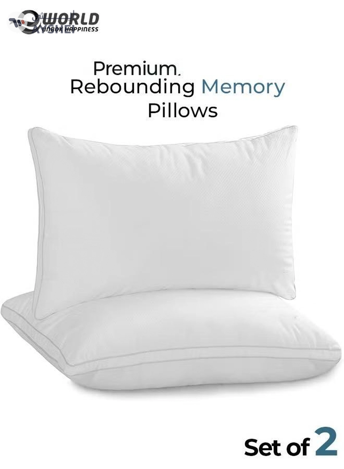 Eworld Set of 2 Premium Extra Soft Cotton Hypoallergenic Bed Pillows for Home and Hotel Room-3-3