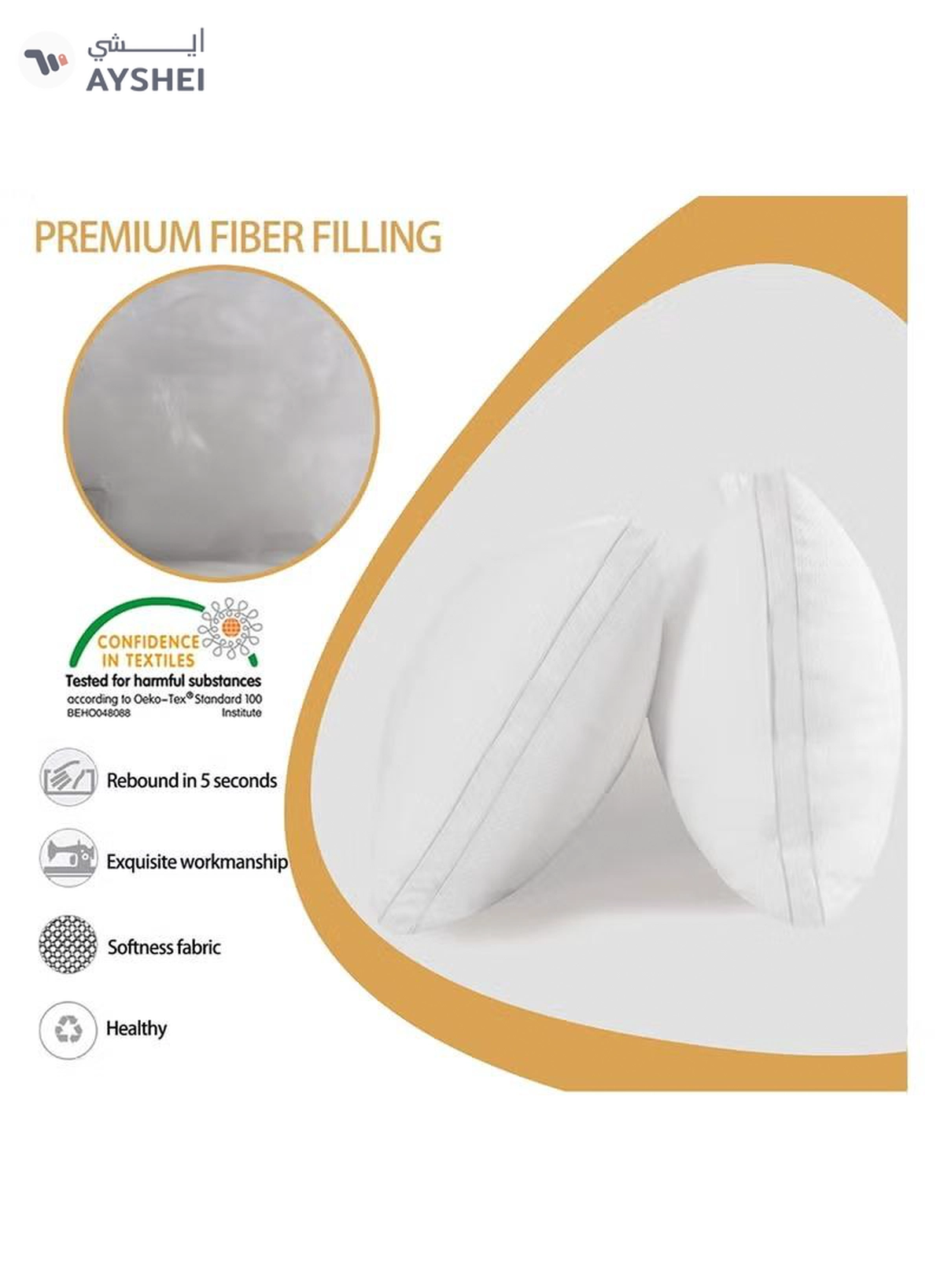 Eworld Set of 2 Premium Extra Soft Cotton Hypoallergenic Bed Pillows for Home and Hotel Room-4-4