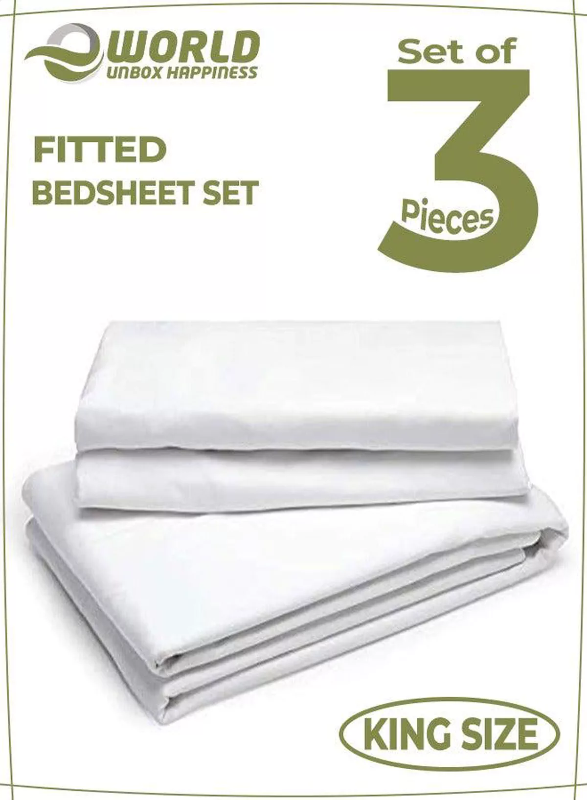 3-Piece White Cotton Fitted Bedsheet Set Includes 1 Deep-Pocket Sheet for a Snug Fit and 2 Pillow Covers, Breathable, Machine Washable for Optimal Protection