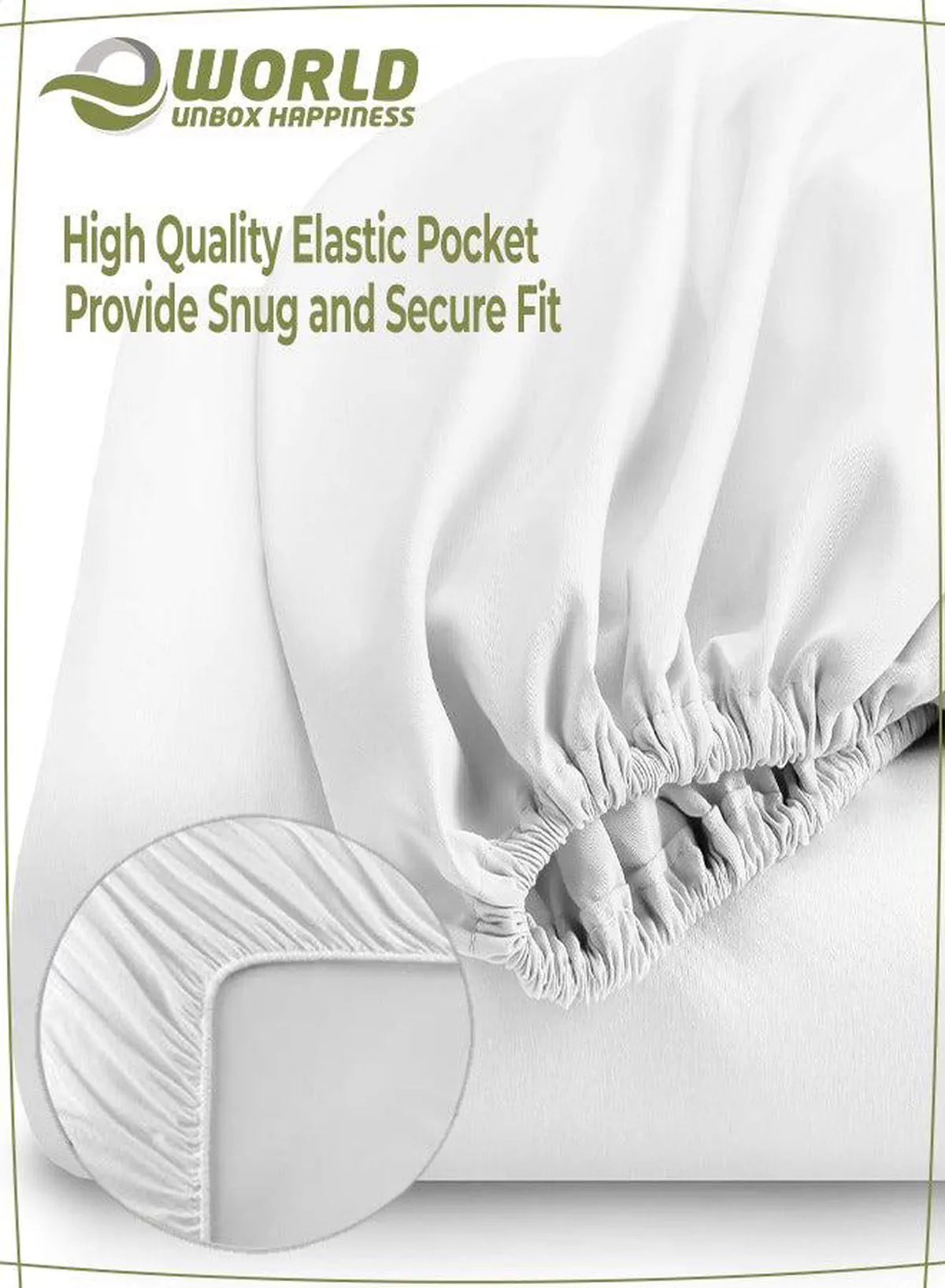 3-Piece White Cotton Fitted Bedsheet Set Includes 1 Deep-Pocket Sheet for a Snug Fit and 2 Pillow Covers, Breathable, Machine Washable for Optimal Protection-3-3