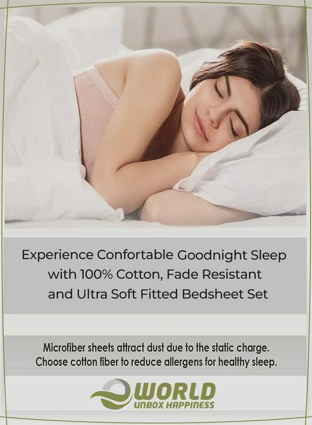 3-Piece White Cotton Fitted Bedsheet Set Includes 1 Deep-Pocket Sheet for a Snug Fit and 2 Pillow Covers, Breathable, Machine Washable for Optimal Protection-5-5