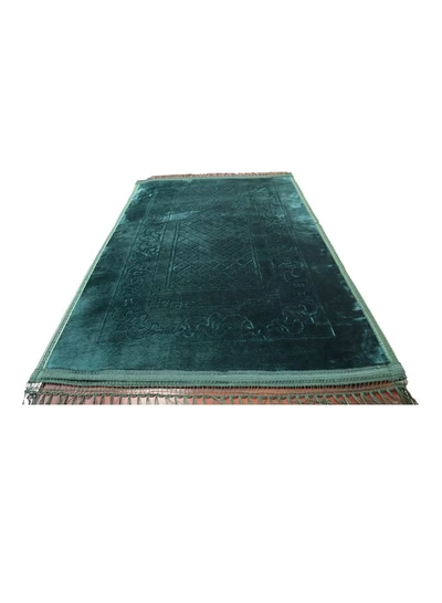 Yuwell Embossed Prayer Mat Anti-Slip Velvet Top Islamic Prayer Mat Sajadah Prayer Rug Salah Mat For Men And Women Eid Gift And Ramadan Gift 70X110CM Green-0