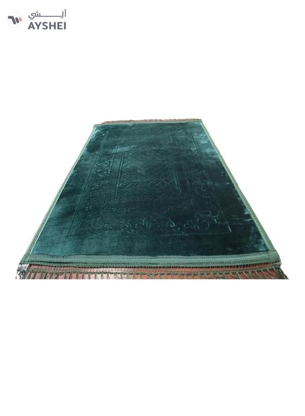 Yuwell Embossed Prayer Mat Anti-Slip Velvet Top Islamic Prayer Mat Sajadah Prayer Rug Salah Mat For Men And Women Eid Gift And Ramadan Gift 70X110CM Green