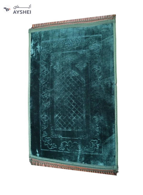 Yuwell Embossed Prayer Mat Anti-Slip Velvet Top Islamic Prayer Mat Sajadah Prayer Rug Salah Mat For Men And Women Eid Gift And Ramadan Gift 70X110CM Green