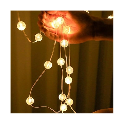 3X2M CRYSTAL BALL CURTAIN LIGHTS 100LED WITH 8 MODES-WARM WHITE-0