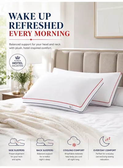 Eworld Set of 2 Premium Hotel Quality Pillows, Double Piping Gusseted Design, Firm & Supportive Bed Pillows, Cooling Down Alternative Fill, Soft & Fluffy Sleeping Pillows, 20 × 30 Inches-4