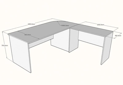 L shaped Executive Desk with Mobile Pedestal, Custom made-3