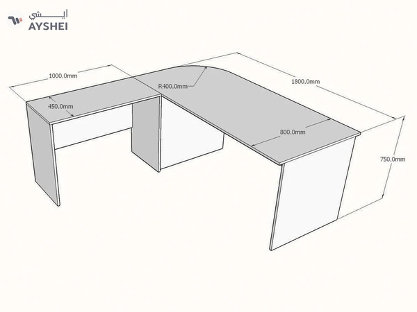 L shaped Executive Desk with Mobile Pedestal, Custom made