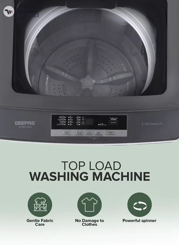 GEEPAS 7 KG Fully Automatic Washing Machine| Top Load Equipped with Child Lock, Air Dry Function, Digital Display, IMD Control Panel, Stainless Steel Inner Tub| 1 Year Warranty 0 W 0 W GFWM7800LCQ Silver