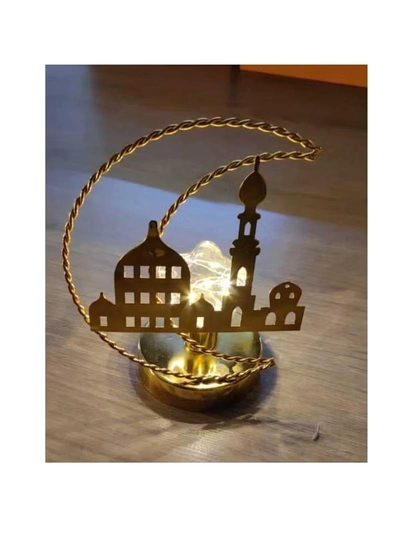 Yuwell Ramadan Lantern Indoor Warm White Lights For Indoor Desk Decorative Lantern With Moon Light Pattern Ramadan Light For Ramadan Decoration-0
