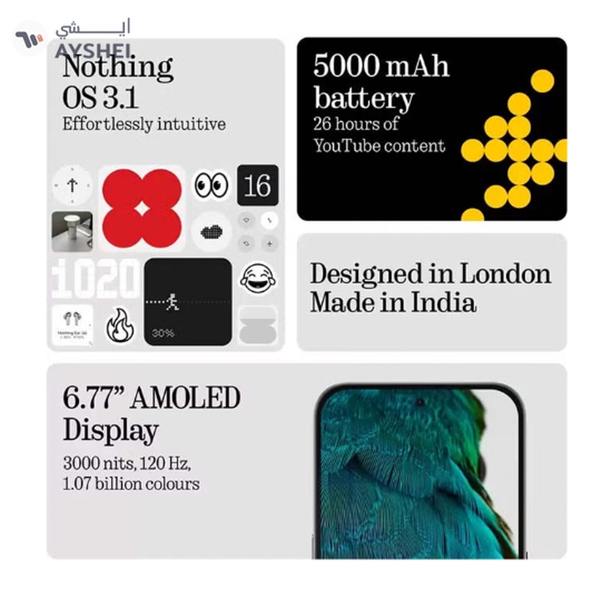 Nothing Phone 3a 5G Dual SIM White 12GB RAM 256GB With CMF Buds - Middle East Version-4-4