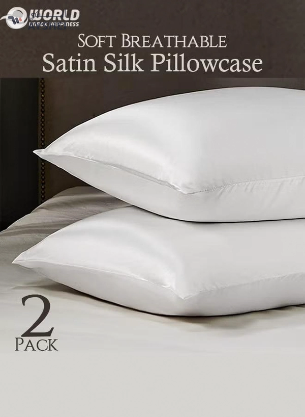 Eworld Set of 2 Soft Silk Pillows for Hair and Skin Care Breathable Double Sided Pillowcase