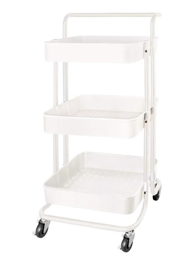 DubaiGallery Rolling Utility Cart 3-Tier Kitchen Metal Trolley Movable Storage Cart with Lockable Wheel and Handle Multifunction Heavy Duty Organizer-0