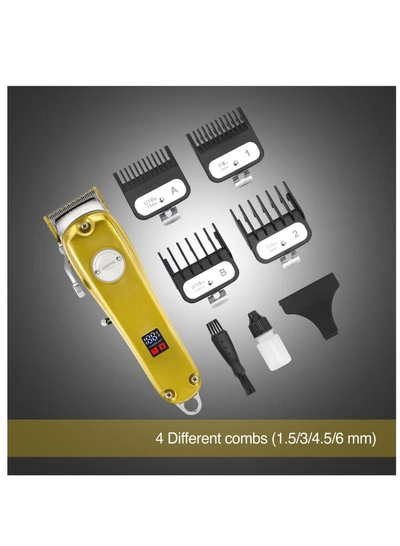 Geepas Professional Digital Hair Clipper / Trimmer GTR57502, Hair Clipper with High Capacity Li-ion Battery and Fast Charging, 4 Adjustable Cutting Blades and 4 Separate Combs| LCD Display,-6