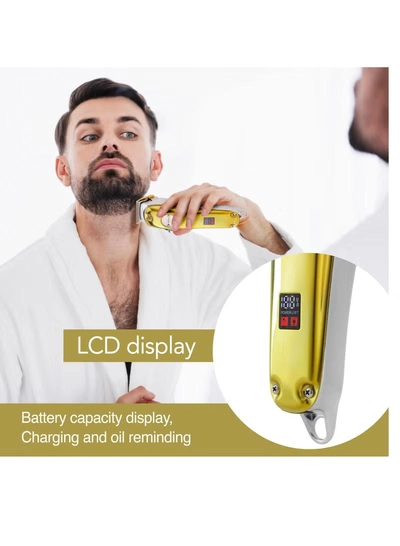 Geepas Professional Digital Hair Clipper / Trimmer GTR57502, Hair Clipper with High Capacity Li-ion Battery and Fast Charging, 4 Adjustable Cutting Blades and 4 Separate Combs| LCD Display,-1