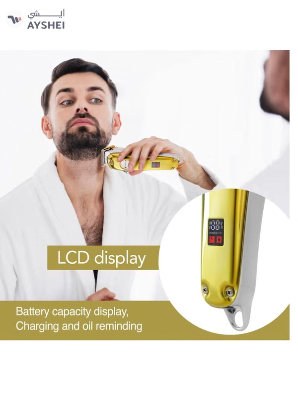 Geepas Professional Digital Hair Clipper / Trimmer GTR57502, Hair Clipper with High Capacity Li-ion Battery and Fast Charging, 4 Adjustable Cutting Blades and 4 Separate Combs| LCD Display,