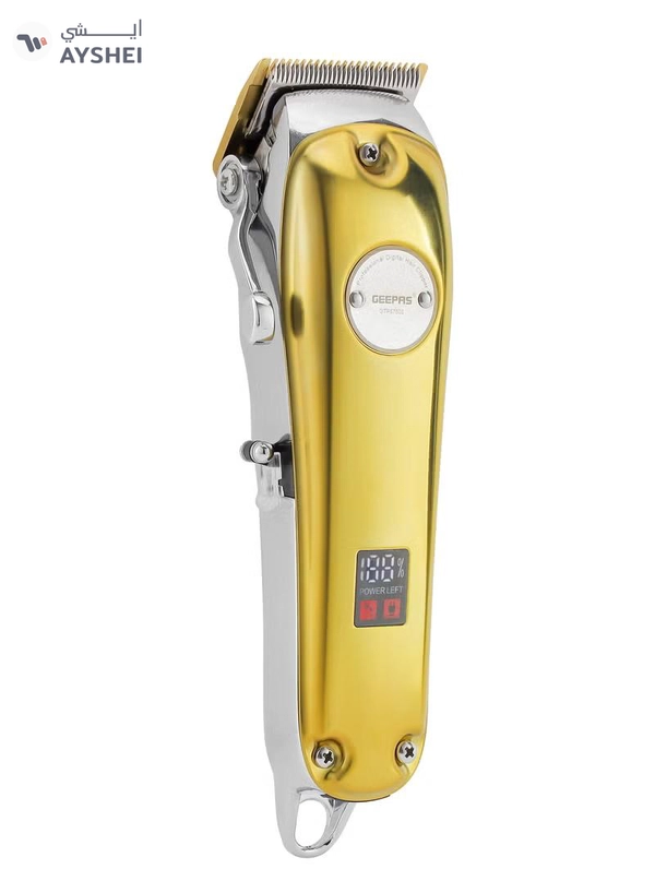 Geepas Professional Digital Hair Clipper / Trimmer GTR57502, Hair Clipper with High Capacity Li-ion Battery and Fast Charging, 4 Adjustable Cutting Blades and 4 Separate Combs| LCD Display,