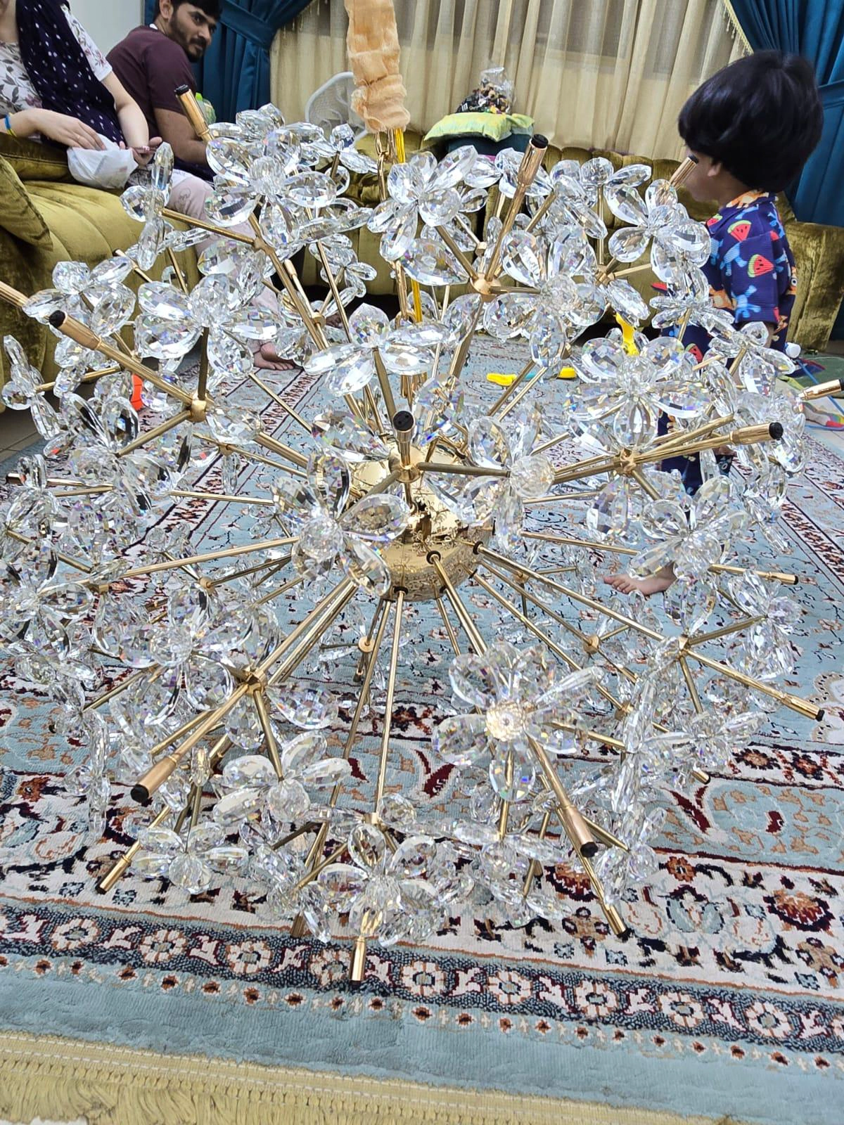 Luxury Crystal Flower Sputnik Chandelier with LED Lights-5-4