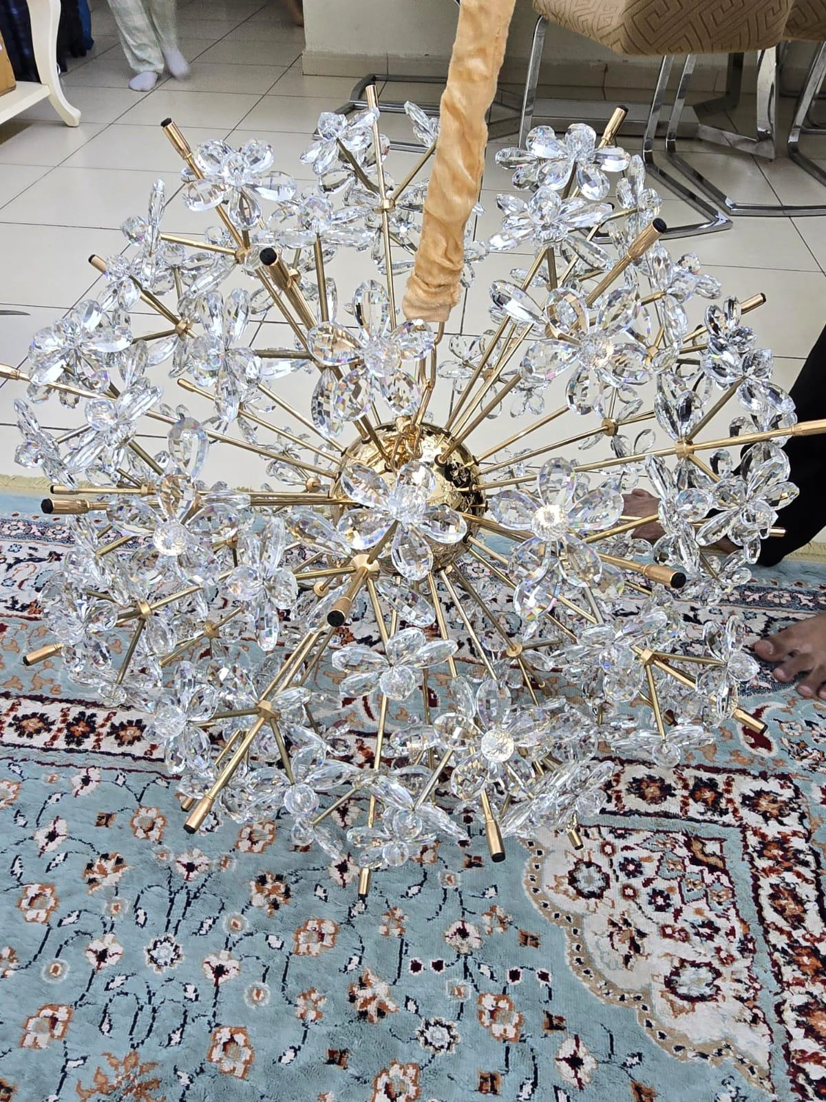 Luxury Crystal Flower Sputnik Chandelier with LED Lights-3-2
