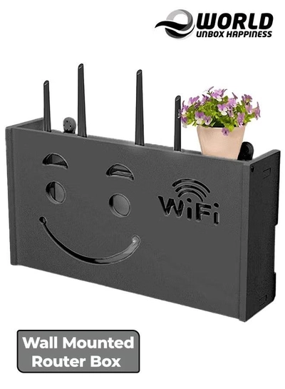 Eworld Stylish Wall-Mounted Router Rack for Wi-Fi Router, Set-Top Box, Light Cat Box, and More-0