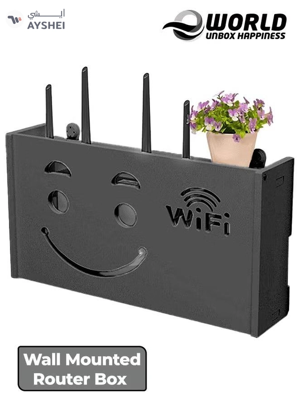 Eworld Stylish Wall-Mounted Router Rack for Wi-Fi Router, Set-Top Box, Light Cat Box, and More